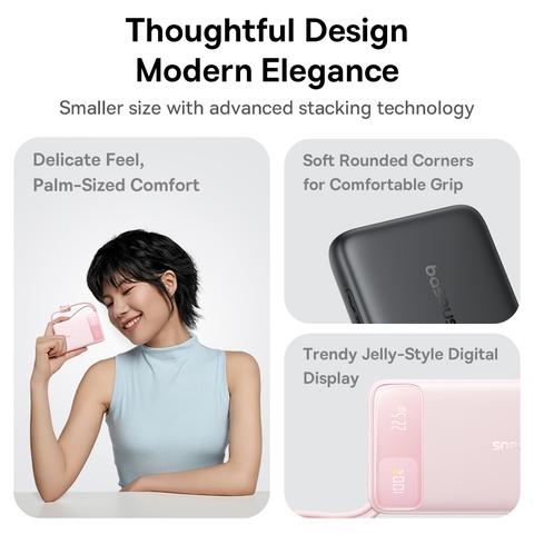 Pin sạc dự phòng Baseus EnerFill FC11 Digital Display Power Bank with Dual Built-in Cables 20000mAh 22.5W