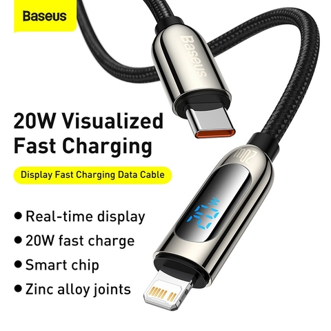 Cáp sạc nhanh tích hợp màn hình LED Baseus Display Fast Charging Data Cable Type-C to IP 20W