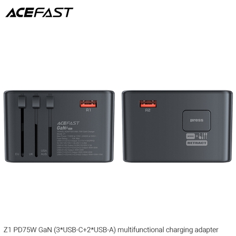 Bộ sạc ACEFAST Z1 PD75W GaN