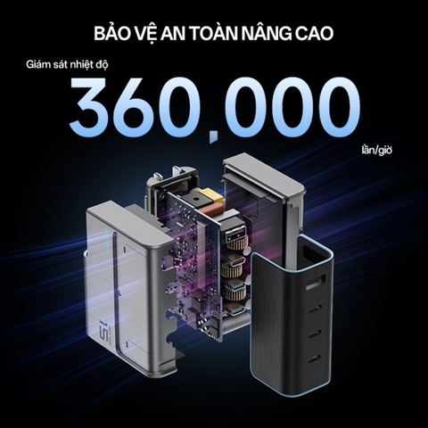 Sạc 3 cổng USB-C và 1 cổng USB-A 140W CukTech AD1404U công nghệ GaN hỗ trợ PD3.1/PPS/UFCS chân cắm dẹt