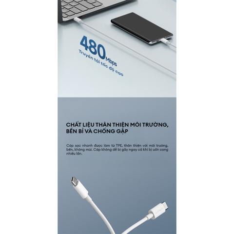 Cáp C to C CUKTECH CTC515N 1.5m 100W Sạc Nhanh 5A, Truyền Dữ liệu 480Mbps