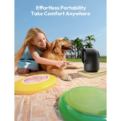 AECOOLY Chic 01 – Quạt Để Bàn Pin 8000mAh, Thời Gian Dùng 40h, Điều Chỉnh 100 Mức Gió, Màn Hình LED, Gió Đa Góc