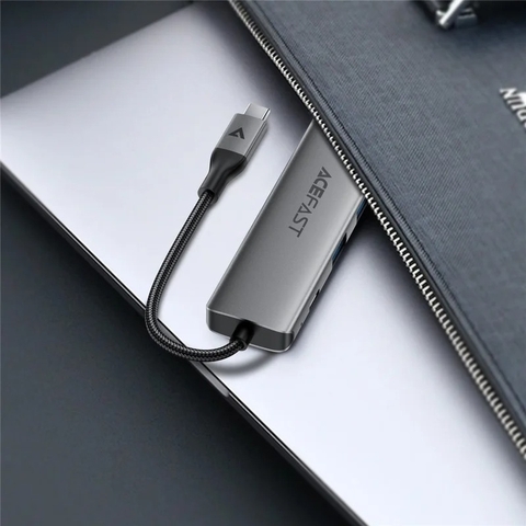 Bộ Hub USB-C 6 trong 1 ACEFAST J18 – Xuất hình 4K 60Hz, Sạc nhanh PD 90W, Dock mở rộng kèm khe thẻ SD/TF