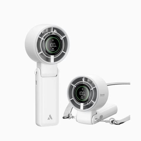 AECOOLY Halo 02 – Quạt Pin 3600mAh, Cầm Tay Gọn Nhẹ, 16.5h, 5 Tốc Độ Gió, 7000rpm, 2 Kênh Gió