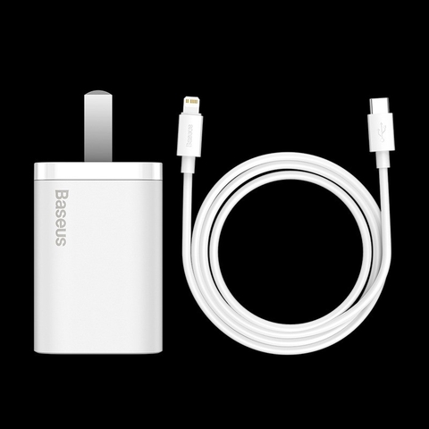 Bộ sạc nhanh 20W USB Type C Baseus Super SI Quick Charger QC3.0 cho iPhone 12 (1C, 20W, Chân dẹt)