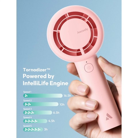 AECOOLY Halo 01 Pro – Quạt Cầm Tay Portable Fan 4500mAh, 24h, 5 Chế Độ Gió, 6000rpm, Độ Ồn Thấp 40dB