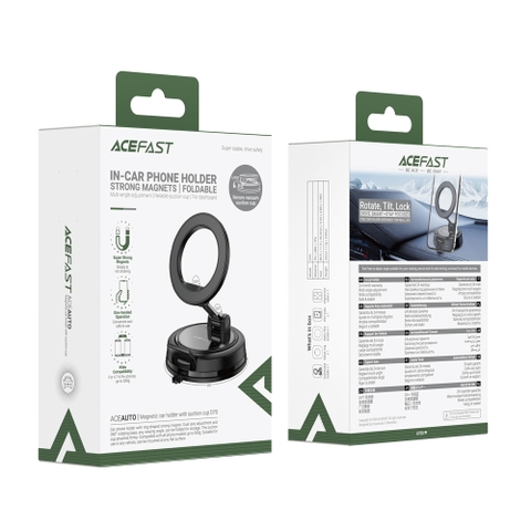 Giá Đỡ Điện Thoại Nam Châm Ô Tô ACEFAST D70, Hít Chân Không Chắc Chắn, Xoay 360°, Điều Chỉnh Góc Kép, Gập Gọn Tiện Lợi
