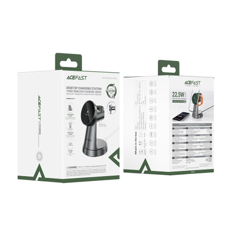 Đế Sạc Không Dây ACEFAST E48 15W 3 Trong 1 Từ Tính, Điều Chỉnh Góc 45°, Thiết Kế Gọn Gàng