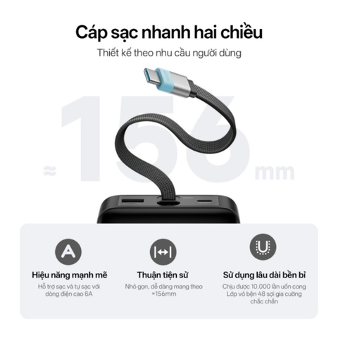 Pin Sạc Dự Phòng CUKTECH 25 SE 25000mAh 120W, Cáp Type-C Tích Hợp, Màn Hình Hiển Thị, Sạc Nhanh - LPB252N