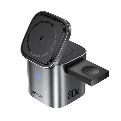 Trạm sạc nhanh để bàn ACEFAST Z9 GaN 80W 6 trong 1 đa năng, tích hợp cáp USB-C, củ sạc adapter chân EU