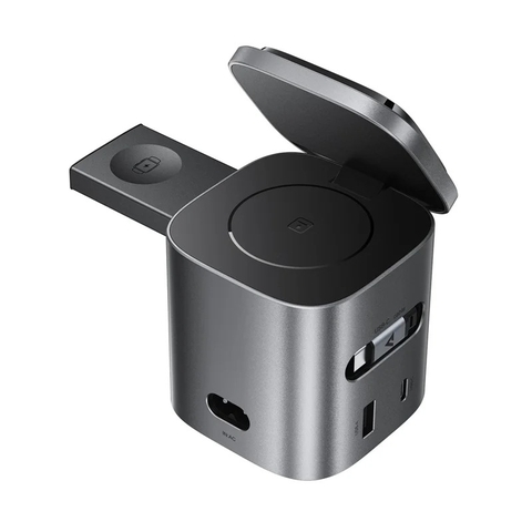 Trạm sạc nhanh để bàn ACEFAST Z9 GaN 80W 6 trong 1 đa năng, tích hợp cáp USB-C, củ sạc adapter chân EU