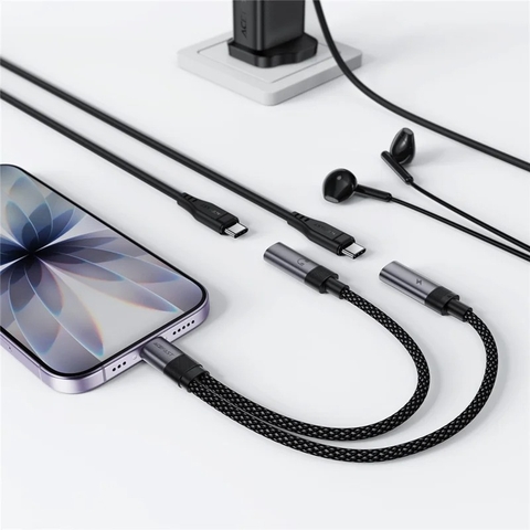 Cáp Chuyển Đổi Âm Thanh & Sạc ACEFAST J14 – Adapter Chia USB-C Vừa Sạc Vừa Nghe Nhạc