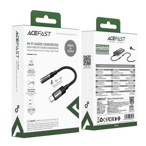 Bộ chuyển đổi âm thanh ACEFAST J12 USB-C sang 3.5mm - âm thanh Hi-Res
