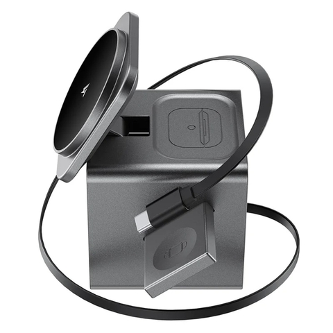 Đế sạc không dây 3 trong 1 ACEFAST E34 dạng gập điện, trạm sạc để bàn cho điện thoại, đồng hồ và tai nghe