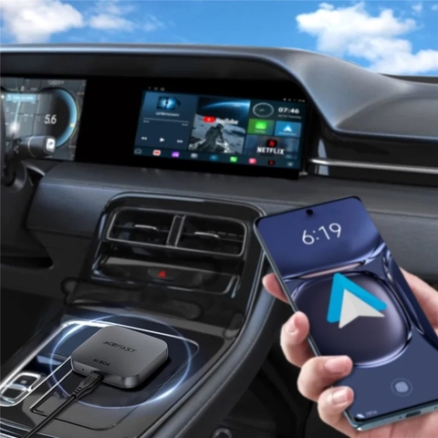 Hộp Chuyển Đổi CarPlay / Android Auto Không Dây ACEFAST QC2 AI Box – Có Khe Thẻ TF