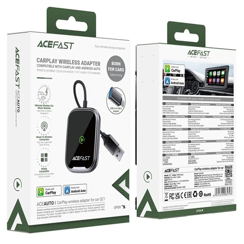 Bộ Chuyển Đổi CarPlay / Android Auto Không Dây ACEFAST QC1 USB-A