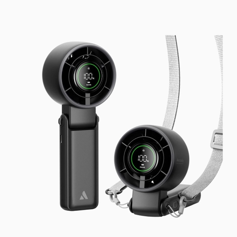 AECOOLY Halo 02 – Quạt Pin 3600mAh, Cầm Tay Gọn Nhẹ, 16.5h, 5 Tốc Độ Gió, 7000rpm, 2 Kênh Gió