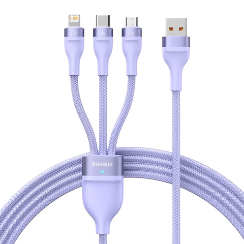 Cáp Sạc 3 Đầu Công Suất Cao Baseus Flash Series Ⅱ One-for-three Fast Charging Data Cable (USB to M+L+C 66w 1.2m)