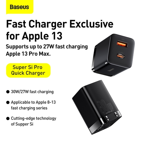 Sạc nhanh nhỏ gọn Baseus Super Si Pro Quick Charger C+U 30W