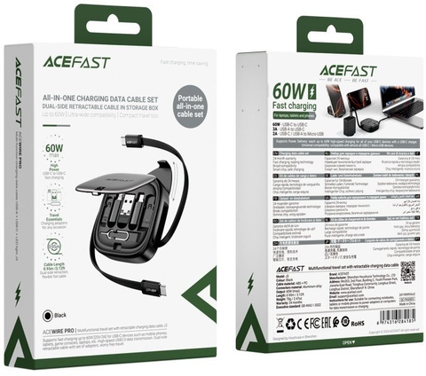 Bộ du lịch đa năng ACEFAST J3 kèm cáp sạc dữ liệu rút gọn