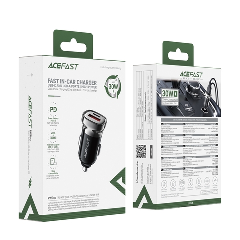Tẩu Sạc Nhanh Ô Tô ACEFAST B19 30W, USB-C + USB-A, Hỗ Trợ PD/QC Sạc Nhanh, Thiết Kế Mini Nhỏ Gọn, Bảo Vệ An Toàn Đa Tầng