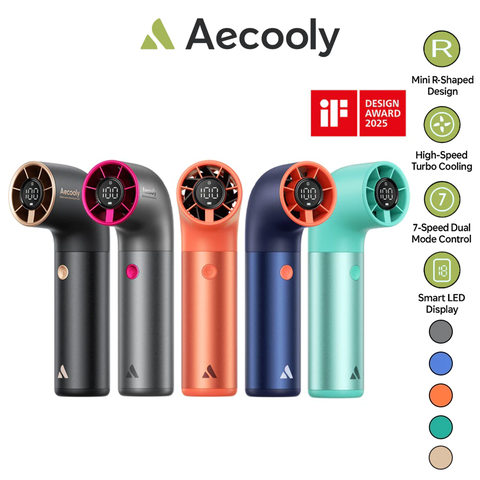 Quạt Cầm Tay AECOOLY Aero Ultra (4500mAh, 15.7H, 7 Speed Settings, LED Digital Display, 19000RPM)