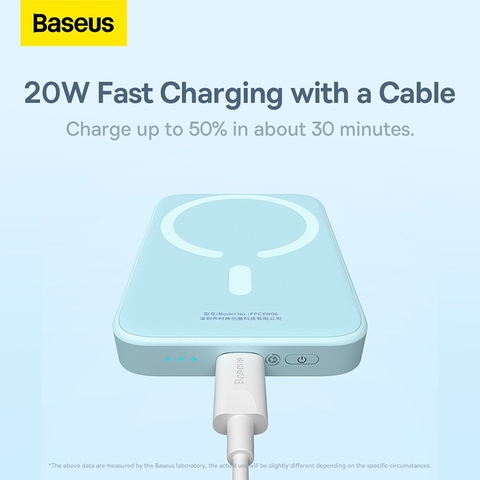 Pin dự phòng không dây tích hợp nam châm Baseus Magnetic Wireless Charging Power bank 6000mAh / 10000mAh 20W (With Baseus Xiaobai series Cable Type-C to Type-C 60W(20V/3A) 50cm)