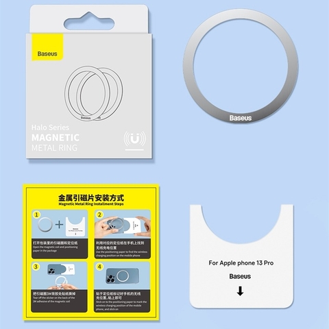 Vòng Kim Loại MagSafe Baseus Halo Series Magnetic Metal Ring cho iPhone 13/12 Series ( Bộ 2 miếng, Hút nam châm, Dùng cho phụ kiện MagSafe Apple)
