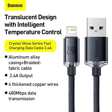 Cáp sạc nhanh, truyền dữ liệu tốc độ cao siêu bền Baseus Crystal Shine Series Fast Charging Data Cable 2.4A ( For IP )