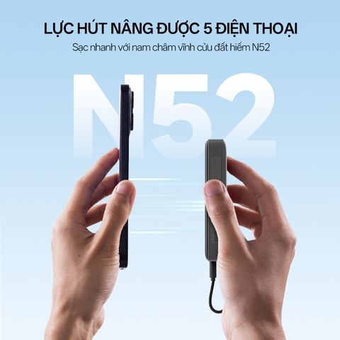 Sạc dự phòng không dây Cuktech 10.000mAh Hít từ tính + Tích hợp cáp Type C – WPB100L