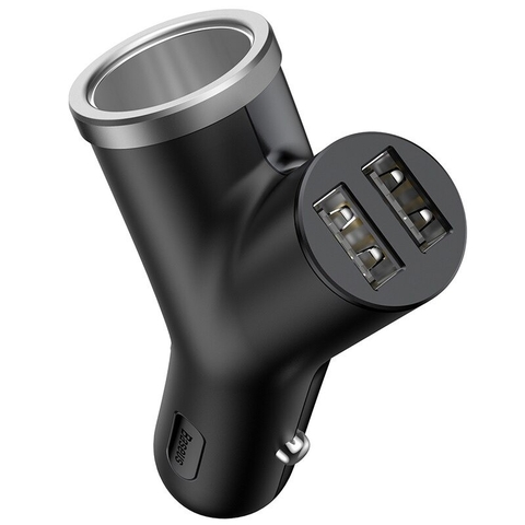 Bộ tẩu sạc mở rộng 3 trong 1 dùng cho xe hơi Baseus Y Type Dual USB (40W, 3.4A Fast Charge, Intelligent Car charger)