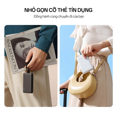 Sạc dự phòng không dây Cuktech 10.000mAh Hít từ tính + Tích hợp cáp Type C – WPB100L