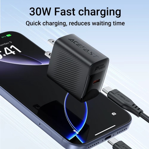 Củ Sạc Nhanh Acefast A101 Công Nghệ GaN PD 30W 1 Cổng USB-C Sạc Ổn Định Bền Bỉ Tiện Lợi