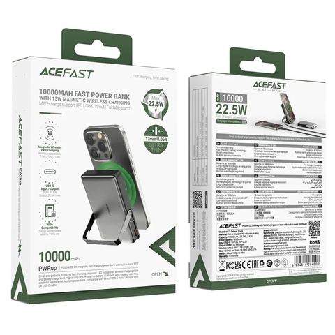 Pin dự phòng từ tính ACEFAST M17-10000 10000mAh – Sạc nhanh P.D 20W/22.5W, hỗ trợ từ tính 15W, có chân đế, nhỏ gọn