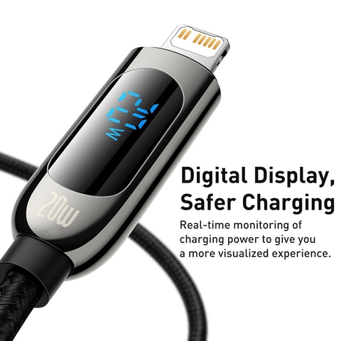Cáp sạc nhanh tích hợp màn hình LED Baseus Display Fast Charging Data Cable Type-C to IP 20W