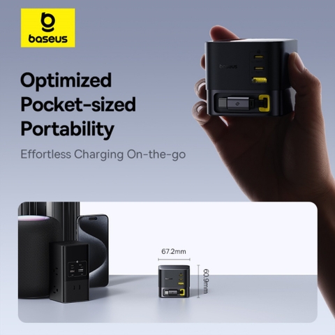 Bộ Sạc Nhanh Để Bàn Super GaN Desktop Charger 100W Kèm Cáp Rút (3C+U) 100W