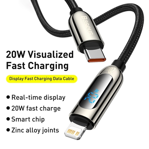 Cáp sạc nhanh tích hợp màn hình LED Baseus Display Fast Charging Data Cable Type-C to IP 20W