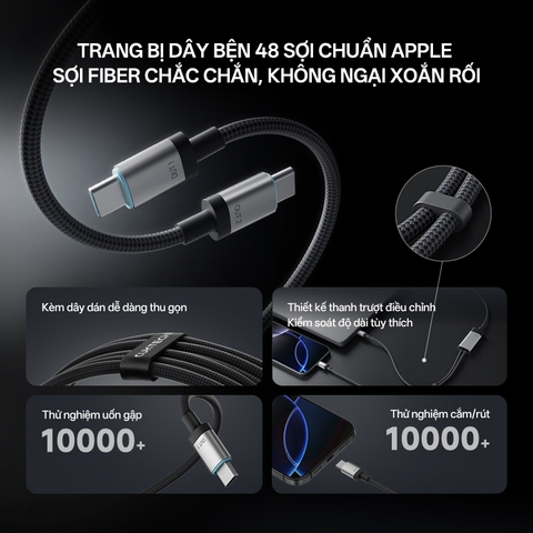 Cáp Cuktech No.10 2in1 100W chuyển đổi giao thức sạc ADC – C2C515