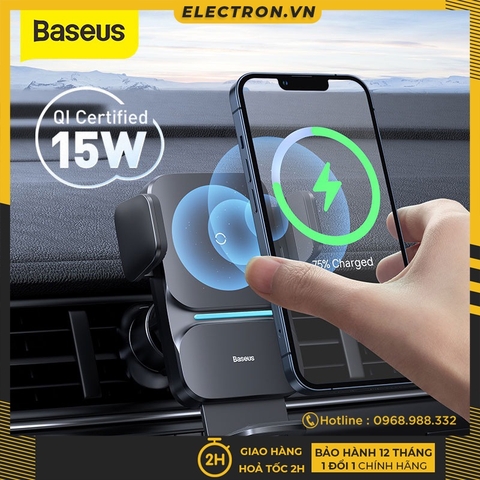 Bộ Đế Giữ Điện Thoại Tích Hợp Sạc Không Dây Baseus Wisdom Auto Alignment Car Mount Wireless Charger（QI 15W)