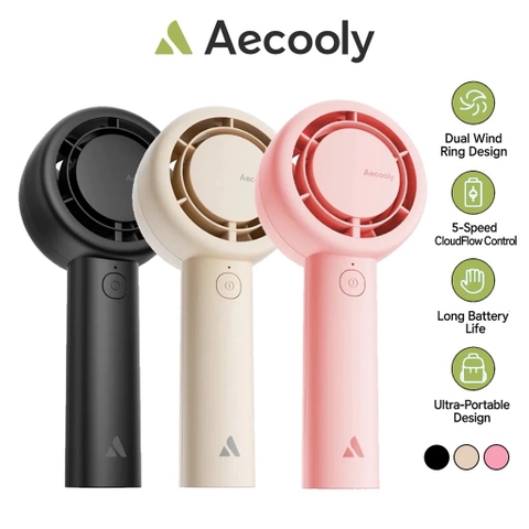 AECOOLY Halo 01 Pro – Quạt Cầm Tay Portable Fan 4500mAh, 24h, 5 Chế Độ Gió, 6000rpm, Độ Ồn Thấp 40dB