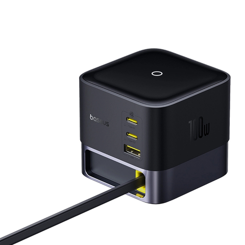 Bộ Sạc Nhanh Để Bàn Super GaN Desktop Charger 100W Kèm Cáp Rút (3C+U) 100W