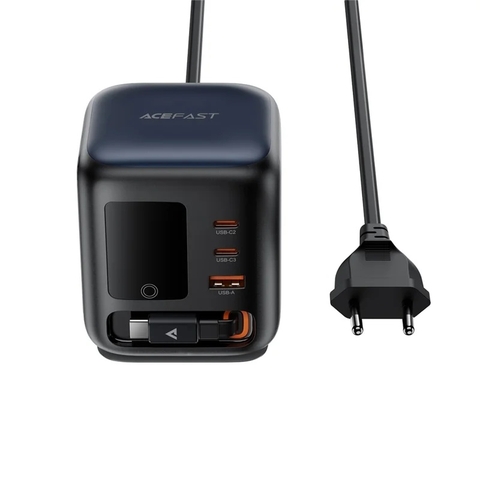 Bộ Sạc Để Bàn GaN ACEFAST Z10 100W Màn Hình TFT, 2 Cổng USB-C + USB-A, Cáp Rút Tích Hợp, Sạc Nhanh Đa Thiết Bị
