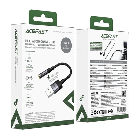 Bộ Chuyển Đổi Âm Thanh ACEFAST J13 USB-A Sang Jack 3.5mm Hi-Fi Truyền Tải Âm Thanh Độ Trung Thực Cao