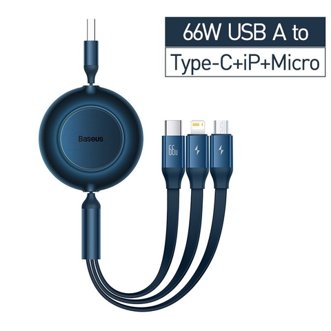 Cáp sạc dây rút 3 đầu 100W Bright Mirror Series II One-for-three Retractable Data Cable Type-C to M+L+C (1.1m, 100W)