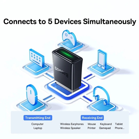 USB Bluetooth Tốc Độ Cao Baseus BA07 Bluetooth Receiver (Bluetooth CSR 5.3 , 20m, Wireless Audio Transmission Adapter Fo