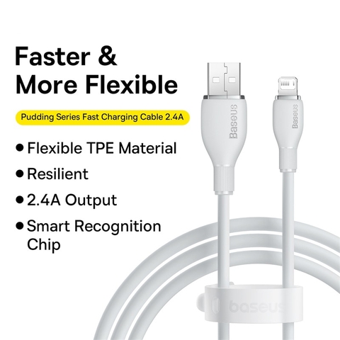 Cáp Sạc Nhanh Cho i.P.h.o.n.e i.P.a.d Baseus Pudding Series USB to L.i.g.h.t.n.i.n.g 2.4A ( Fast Charging Data Cable )