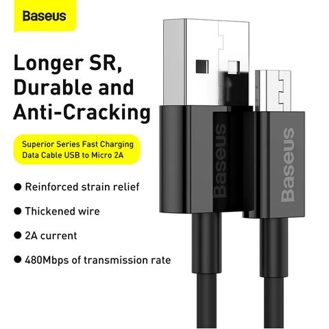 Cáp sạc nhanh Micro USB Baseus Superior Series Fast Charging Data Cable (2A, 480Mbps, USB to Micro USB, Quick Charging)