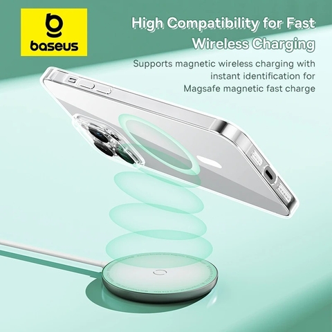 Ốp lưng nhựa cứng siêu mỏng từ tính kèm cường lực Baseus Crystal Magnetic Phone Case For iPhone
