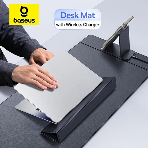 Tấm Lót Chuột Bàn Phím Kèm Sạc Không Dây 3-in-1 Baseus MagPro 2 Series Smart Desk Mat (PU, Sạc không dây, Kê Tay)