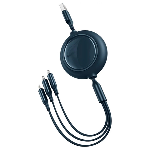 Cáp sạc dây rút 3 đầu Baseus Bright Mirror 3 in 1 (Type C/Micro USB/Lightning, 3.5A/1.2m, Retractable Fast Charge & Data Cable)